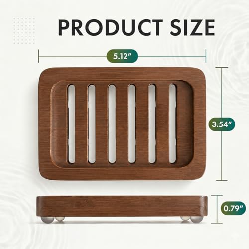 Wooden Soap Dish, Brown Bamboo Self-Draining Bathroom Tray, 2 Pack Slotted Design for Shower, Sink, Kitchen, Bathtub (Black Walnut) - color: Black Walnut