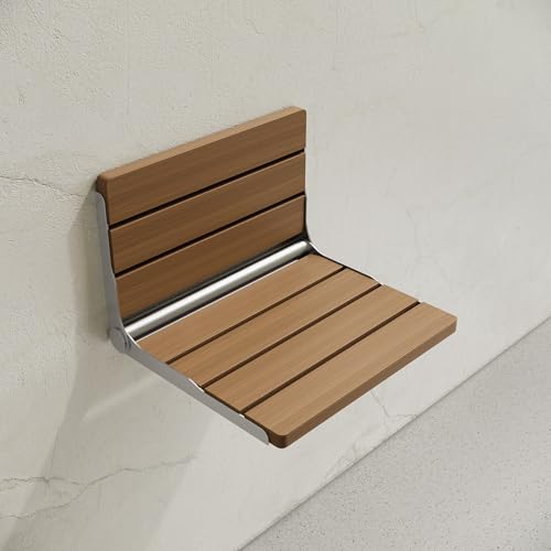 Swiss Madison Alliance 16" x 13" Folding Wall-Mounted Shower Seat in Natural Teak