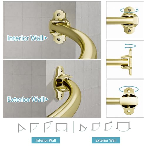 Chrsouly Curved Shower Curtain Rod, Adjustable 40-72 Inches Curved Shower Rod, Rust proof Expandable Curved Shower Rods for Bathroom, Bathtub, Need to Drill, Gold - color: Gold