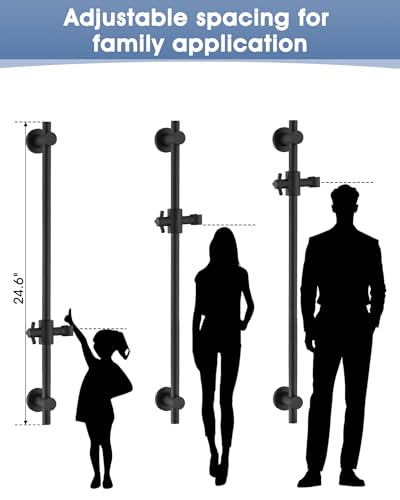 All Metal Shower Slide Bar with Adjustable Handheld Shower Head Holder, 25 Inch SUS304 Stainless Steel Shower Rail, Replacement for RV, Camper, Hotel & Bathroom, Polished Matte Black - color: MB