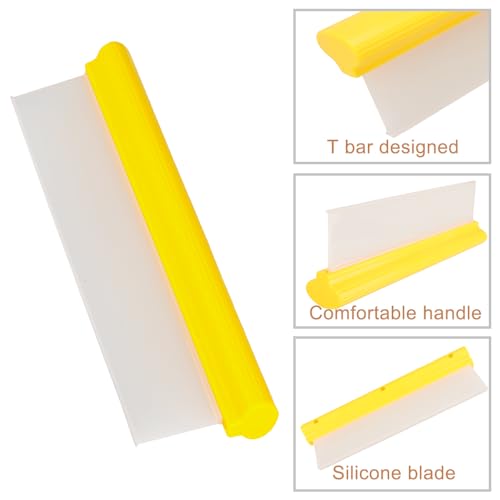 12" Silicone Car Squeegee, T-Bar Water Blade for Drying (Yellow) | Silicone Water Blade, Safe On Auto Paint & Glass. T-Shape, Non-Slip Handle For Fast Work. - color: Yellow