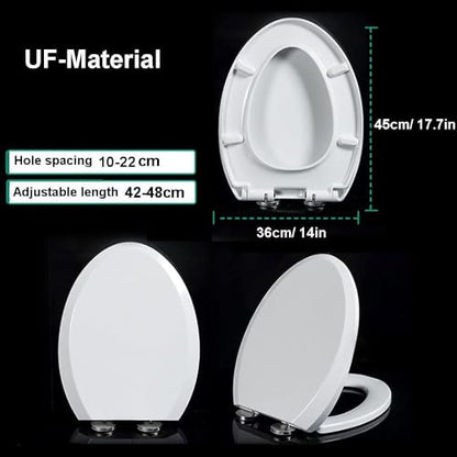 Quick Release Oval Toilet Seat with Cover - Easy Clean Soft Close Toilet Seat with Adjustable Hinges - UF Design - size: 01b