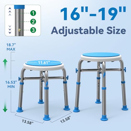 Loyoda Swivel Shower Chair for Inside Tub with Reinforced Crossing Bar | Adjustable-Height Shower Chair, Tool-Free Assembly – Holds up to 350 lbs, Great for In-Shower Use, FSA/HSA Eligible - color: With Crossing Bar(blue)