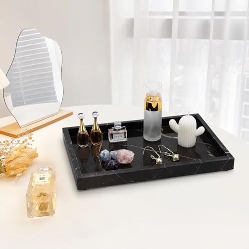 Brown Marble Tray,Pure Natural Vanity Tray | Marble Tray for Kitchen Counter Non-Ceramic/Non-Resin,Stone Trays 12 x 8 inch - color: Brown