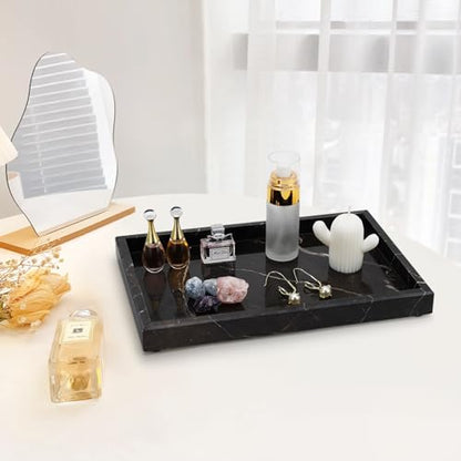 Brown Marble Tray,Pure Natural Vanity Tray | Marble Tray for Kitchen Counter Non-Ceramic/Non-Resin,Stone Trays 12 x 8 inch - color: Brown