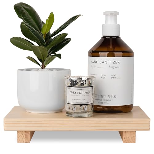 Bathroom Tray Wood Riser Kitchen Decor Soap Holder, 9" x 6" Burlywood | Waterproof, Easy Clean, Wooden Pedestal Stand Accessories for Office Desk, Bathroom, Vanity, Counter, Sink - color: Burlywood, size: 9" x 6" x 1.6"