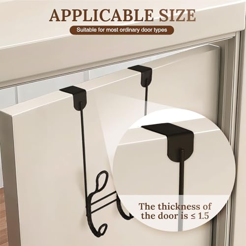 Twisted Design Over The Door Hook Rack, Over The Door Towel Rack, Door Hanger, Door Coat Hanger, Over The Door Coat Rack, for Bathroom, Bedroom or Laundry Room (Black with 6 Hooks) - style: Black with 6 Hooks