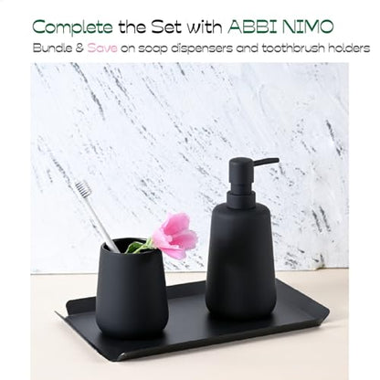 Matte Black Ceramic Soap Dispenser, 13 oz Refillable Bathroom or Kitchen Countertop Dispenser with Soft Touch Rubber Coating | Rubber Paint Finish, Smooth Relaxing Touch, Sleek Modern Shape, Elegant Countertop Accent, Minimal Bathroom Kitchen Decor - colo