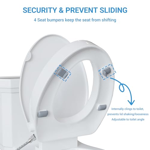 Bidet Toilet Seat Non Electric, Elongated Raised Toilet Bidet Seat with Dual Nozzles, Self Cleaning, Soft Close Lid, Rear and Feminine Washing for Seniors Adults - style: Raised Bidet Toilet Seat