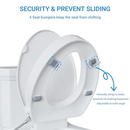 Bidet Toilet Seat Non Electric, Elongated Raised Toilet Bidet Seat with Dual Nozzles, Self Cleaning, Soft Close Lid, Rear and Feminine Washing for Seniors Adults - style: Raised Bidet Toilet Seat