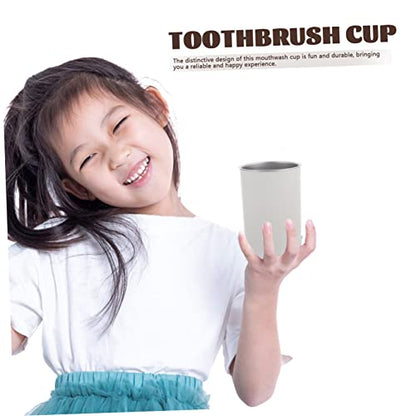 Cabilock 2pcs Daily Use Stainless Steel Toothbrush Storage Cup Multi-Functional Mouthwash Rinse Cup for Boys and Girls Lightweight Bathroom Organizer Design Capacity