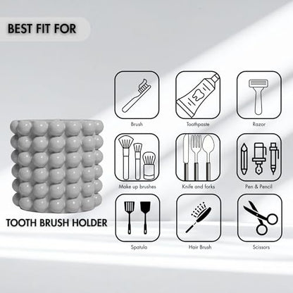 Better Trends 2-Piece Bathroom Accessory Set 400mL Refillable Soap Dispenser with Rustproof Pump 2-Slot Toothbrush for Vanity, Sink & Countertop Organization Gray Nova Collection - color: Gray