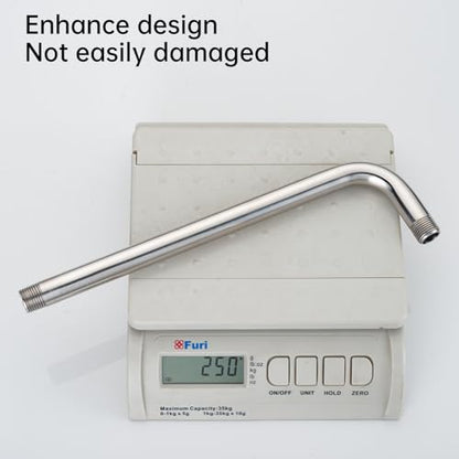 Joyrain Shower Arm Extension with Flange Base, 304 Stainless Steel Extension Pipe, Adjustable Flexible Shower Arm (Chrome, 12-Inch L-Shaped Extension Arm) - color: L-Shaped Extension Arm( 12-In), size: Chrome