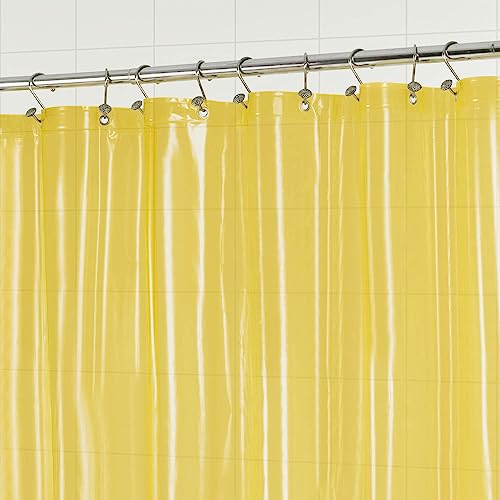 Barossa Design Clear Yellow Shower Curtain Liner Standard Size | Premium PEVA, PVC Free, Metal Grommets, Waterproof Lightweight Translucent Yellow Curtain with 3 Magnets for Bathroom - color: Clear Yellow, size: 72"W x 72"L (Pack of 1)