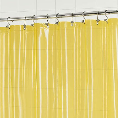 Barossa Design Clear Yellow Shower Curtain Liner Standard Size | Premium PEVA, PVC Free, Metal Grommets, Waterproof Lightweight Translucent Yellow Curtain with 3 Magnets for Bathroom - color: Clear Yellow, size: 72"W x 72"L (Pack of 1)