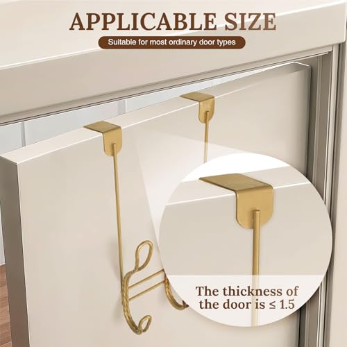 Twisted Design Over The Door Hook Rack, Over The Door Towel Rack, Door Hanger, Door Coat Hanger, Over The Door Coat Rack, for Bathroom, Bedroom or Laundry Room (Gold with 6 Hooks) - style: Gold with 6 Hooks