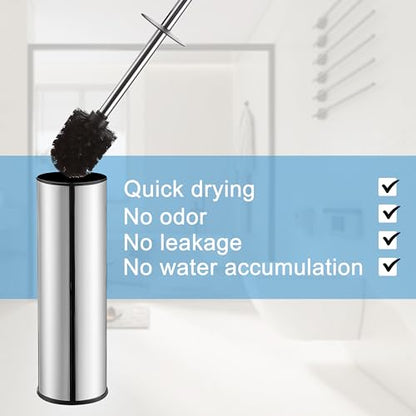BGL Chrome Toilet Brush and Holder,Stainless Steel Toilet Brushes for Bathroom with Holder - color: Chrome