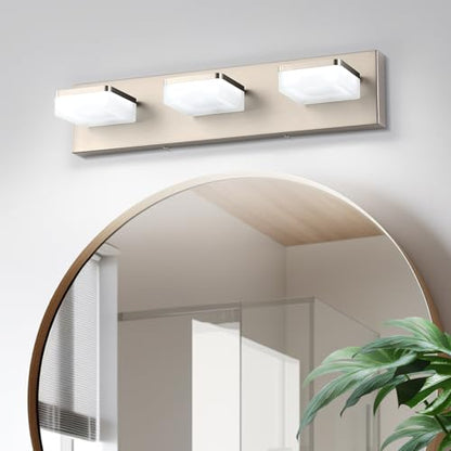 Brushed Nickel Vanity Lights for Bathroom - 3 Light Vanity Light Fixture - Dimmable LED Wall Sconces - Daylight 5500K - Elegant Bath Light Fixtures for Over Mirror - size: 3-Light,20Inch