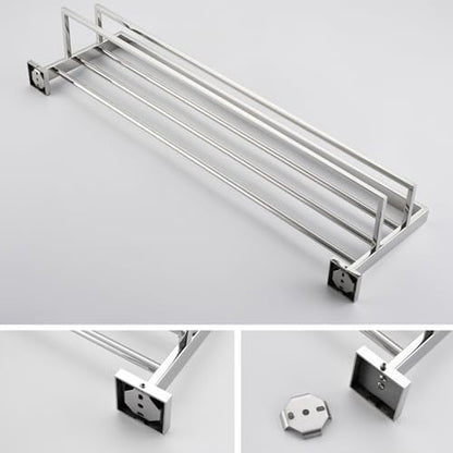 KOKOSIRI 32'' Bathroom Towel Shelf Chrome Towel Rack with Two Bath Towel Bars SUS304 Stainless Steel Wall Mounted, Polished Finish B6003CH-L32 - color: Polished Chrome, size: 32-Inch