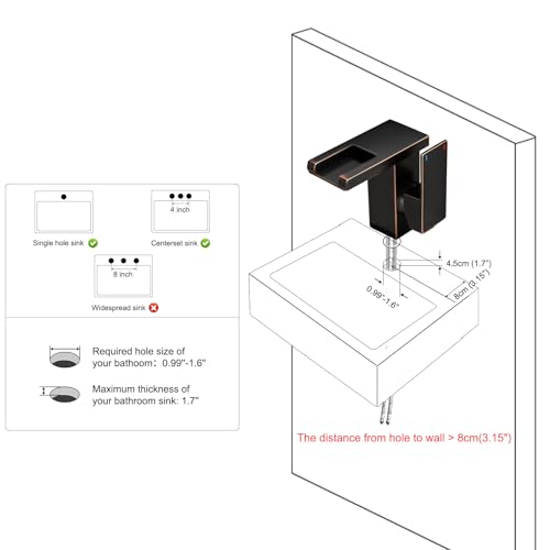 Hoimpro LED Bathroom Faucet, Single Handle Sink Faucets Bronze | Waterfall Widespread Faucet, 3 Colors Light Changing, with Pop-up Drain & cUPC Supply Lines, for Sink Vanity RV Restroom - color: Oil Rubbed Bronze