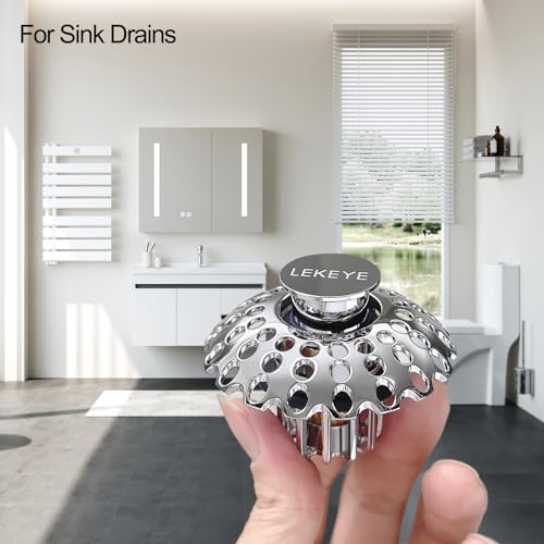 LEKEYE Bathroom Sink Stopper | Shower Drain Hair Catcher | Pop Up Sink Drain Plug | Bathroom Sink Drain Strainer for 1-1/8"to 1-3/8" to 1-1/2" Drain Holes - style: 2060