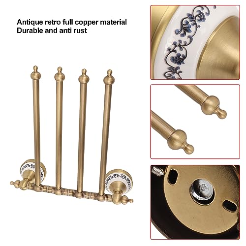 Swivel Towel Rack, Multi arm Brass Bathroom Towel Rack wall Mounted 180° Rotation Thicken Hanger bar for Bathroom for Kitchen (Four Rods) - size: Four Rods