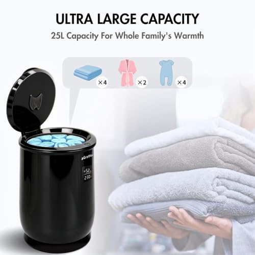 Towel Warmers Ultra Large Capacity Bucket Style 450W for Bathroom ETL FCC Certified Fits up to Two 40"x70" Towels, Blankets, Bathrobes with Auto Shut Off (Black) - color: Black