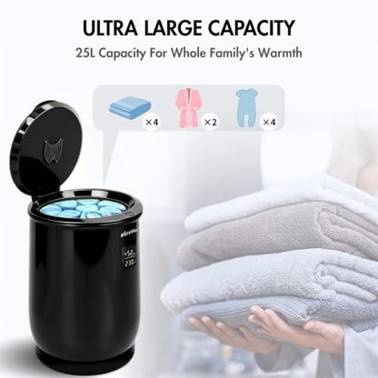 Towel Warmers Ultra Large Capacity Bucket Style 450W for Bathroom ETL FCC Certified Fits up to Two 40"x70" Towels, Blankets, Bathrobes with Auto Shut Off (Black) - color: Black