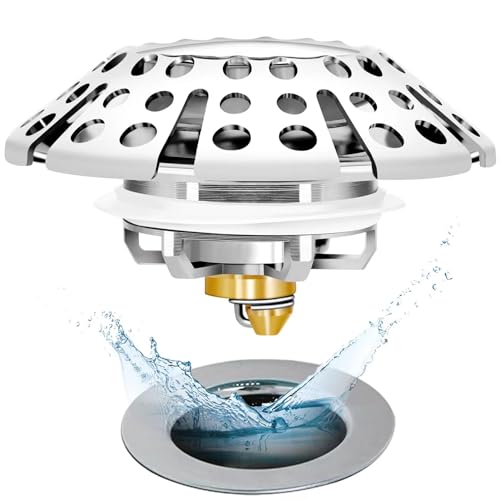 Anlige Bathtub Drain Stopper, Pop Up Tub Stopper with Hair Catcher, Bathtub Plug and Cover with Strainer, Universal for 1.5 to 1.8in Tub Drain - style: Tub Stopper Top Hair Catcher