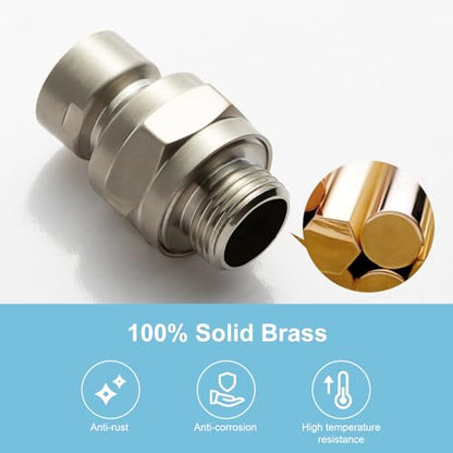 OFFO Shower Head Swivel Ball Adapter, Brushed Nickel All Metal Adjustable Shower Arm Extension Connector Universal Showering Component Solid Brass - color: Brushed Nickel