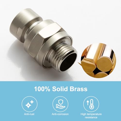 OFFO Shower Head Swivel Ball Adapter, Brushed Nickel All Metal Adjustable Shower Arm Extension Connector Universal Showering Component Solid Brass - color: Brushed Nickel