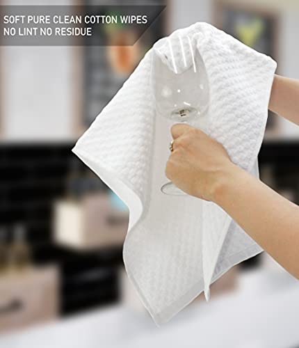 COTTON CRAFT Amazing Kitchen Towels - 8 Pack 100% Cotton Waffle Terry Towel | White - 16x28 inch Euro Café Waffle Weave Dish Towels - Soft Absorbent Quick Dry Low Lint Reusable Pantry Bar Cleaning Cloth - color: White, size: 8 Pack
