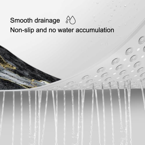 LNOND Marble Bath Tub Mat Non Slip, Extra Long 40 X 16 Inch Anti Slip Mat for Bathtub, Black Grey Luxury Marble Shower Mat with Drain Holes and Suction Cups, Machine Washable - color: Blue Luxury Marble