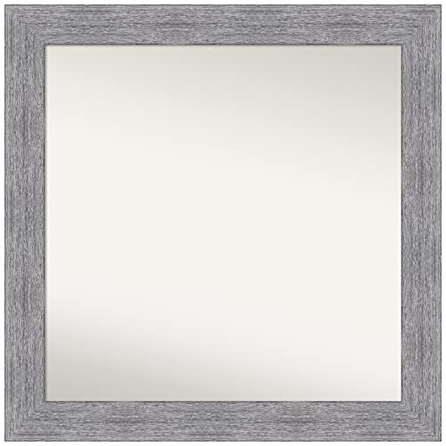 Amanti Art Grey Bathroom Mirror for Over Sink, 31x31 Bark Rustic Grey Square Vanity Mirror, Large Country Rustic Frame, Hangs Horizonally and Vertically, Bathroom Wall Decor, Non-Beveled Edge - color: Bark Rustic Grey, size: 31"L x 31"W