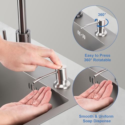 Soap Dispenser for Kitchen Sink, Countertop/Built in Dish Soap Dispenser | Sink Soap Dispenser with Stainless Steel Pump and 47" Silicone Extension Tube Kit, No Need to Frequent Refills-Brushed Nickel - color: Brushed Nickel