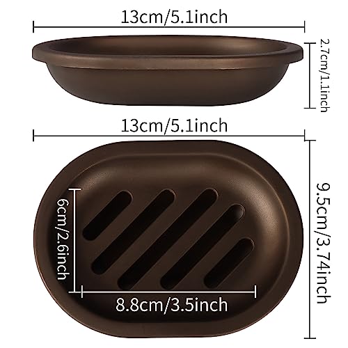 TOPSKY 4 Pcs Soap Dish for Shower, Soap Savers with Drip Tray, Plastic Double Layer Draining Soap Box for Bathroom - Bronze - color: Bronze 4pcs