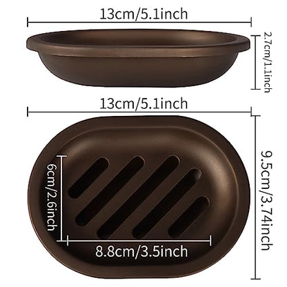 TOPSKY 4 Pcs Soap Dish for Shower, Soap Savers with Drip Tray, Plastic Double Layer Draining Soap Box for Bathroom - Bronze - color: Bronze 4pcs