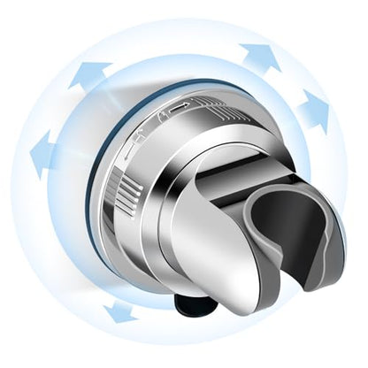 Shower Head Holder Suction, Chrome Removable Adjustable No-Drill | Strong Suction Hold, No-Drill Removable Mount, 5-Angle Tilt and 360° Swivel for Smooth Tile, Glass and Mirrors - style: Chrome