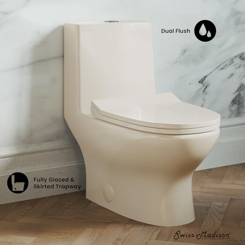 Ivy One Piece Toilet Dual Vortex Flush 1.1/1.6 gpf in Bisque - color: Glossy Bisque, size: 12" Rough-in