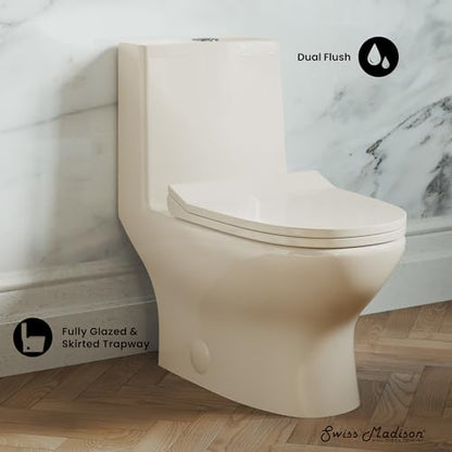 Ivy One Piece Toilet Dual Vortex Flush 1.1/1.6 gpf in Bisque - color: Glossy Bisque, size: 12" Rough-in