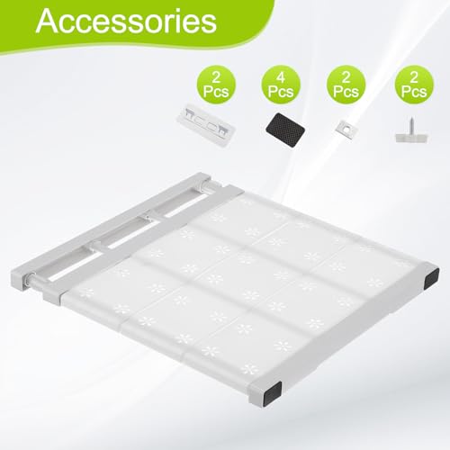 HARFINGTON Expandable Closet Tension Shelf 14.96" to 23.62" Adjustable Closet Organizer 2.5" x 13.78" Flower Pattern Storage Rack for Wardrobe Cupboard Kitchen Bedroom - size: 38cm to 60cm