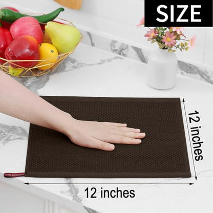 Homaxy 100% Cotton Waffle Weave Kitchen Dish Cloths, 9-Pack, Dark Brown | Ultra Soft Absorbent Dish Towels, Quick Drying Dish Rags with Hanging Loop, 12 x 12 Inches - color: Dark Brown, size: 12 x 12 - 9 Pack