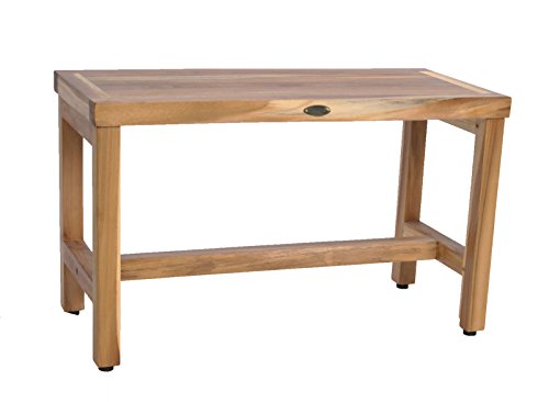 EcoDecors 30" Eleganto Teak Shower Bench – Full-Size Waterproof Bathroom Seat | for Adults & Seniors | Spa-Style Teak Stool | Non-Slip Adustable Height Feet | Elegance & Safety | 250 Pound Capacity - color: Natural, size: 30Lx14.75Wx18.5T
