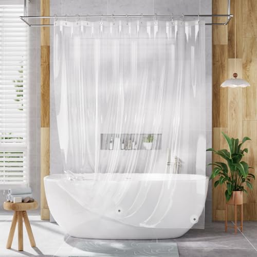 AmazerBath Extra Long Shower Curtain Liner, Clear, 84 Inches Long, 72x84 Plastic Curtain Liner, Cute PEVA Tall Shower Liner for Bathroom with 3 Magnets - color: Clear, size: 72"W x 84"L (Pack of 1)