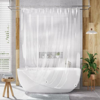 AmazerBath Clear Shower Curtain Liner, 72x78 Long Plastic Shower Curtain Liner, Waterproof PEVA Shower Liner, Cute Lightweight Shower Curtains for Bathroom with 3 Magnets and 12 Rustproof Grommets - color: Clear, size: 72"W x 78"L (Pack of 1)