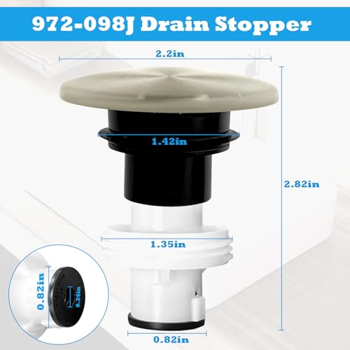 972-098J Brushed Nickel Plumbing-Equipment for Sink Drain Sink Stopper | Part Push and Seal Drain Assembly 35338-06XX Bathroom Drain Sink Plug 2PCS