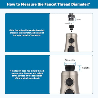 Hibbent Pull Down Kitchen Faucet Head Replacement, NSF/ANSI/CAN 61 & CUPC Certified 3-Function Sink Spray Nozzle with 15 Adapters Compatible with Moen, Delta, Kohler Faucets, Brushed Nickel - color: Brushed Nickel, style: 1.8 Gallon Per Minute