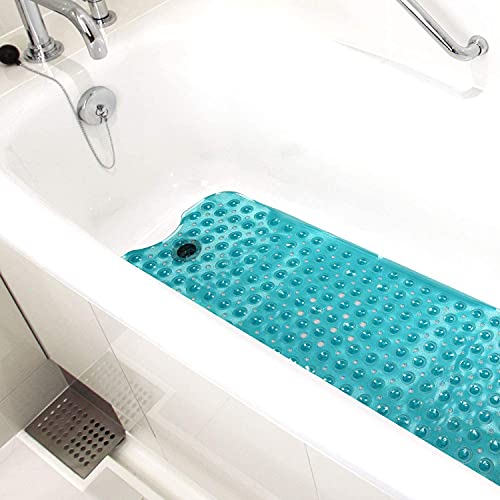 HealthSmart Bath Mat Extra Large No Slip Shower & Bathtub Mat with Suction Cups and Drain Holes for Anti-slip Grip, Machine Washable, Extra Large, 40 x 15.5, Green - color: Green, size: 40" x 15.5" (Rectangular)