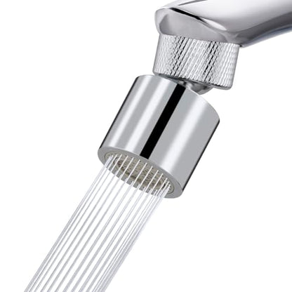 Hibbent Dual-function Metal Faucet Aerator, 2-Flow Big Angle Rotate Kitchen Sink Aerator 360 Degree Swivel Sink Sprayer Attachment, 55/64 Inch Female Thread, Chrome - color: Silver, style: Upgraded Aerator with 1 Swivel Joints