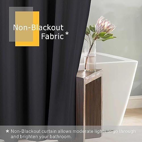 Black Shower Curtain for Bathroom: Water Repellent Quick Dry - 84"Lx72"W | Striped Textured Linen Style 84 IN Extra Long Polyester Fabric Bath Curtain, Simple Elegant Lightweight Washable Semi-Sheer - color: Black, size: 72"W x 84"L (Pack of 1)